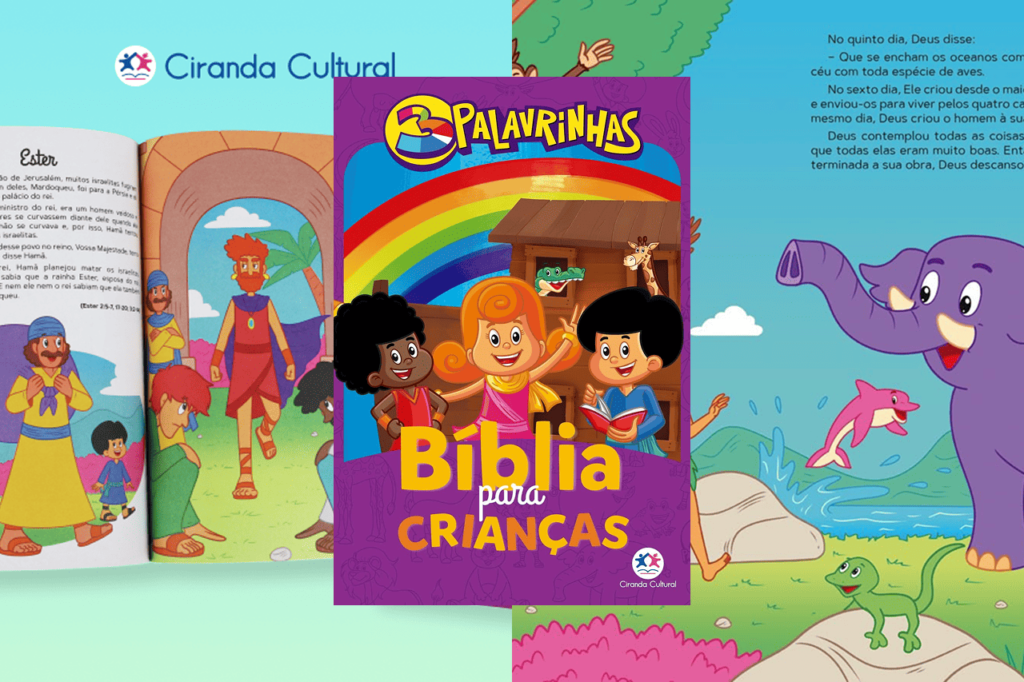 Bíblia 3 Palavrinhas para crianças com ilustrações coloridas — qual Bíblia comprar para criança